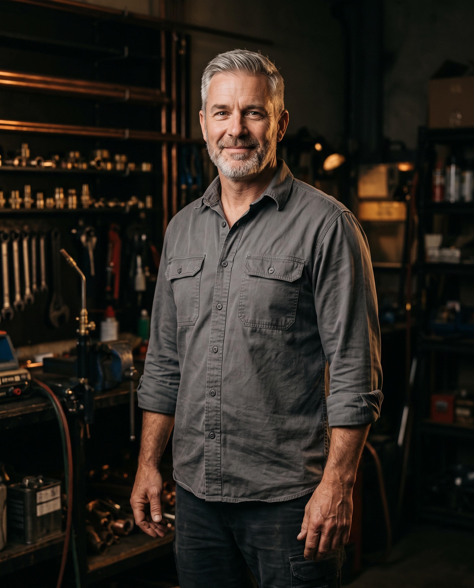 Apex master plumber in the workshop